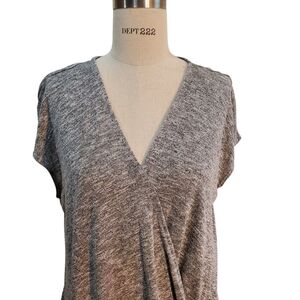 Apt 9 Women's Gray Faux‎ Wrap Cap Sleeves Top Size XL